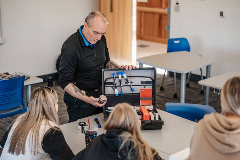 Social Science, Humanities, and Interdisciplinary Programs 8 Local Sheriff demonstrates how to investigate a crime scene. Criminal Justice students put these new skills into practice.