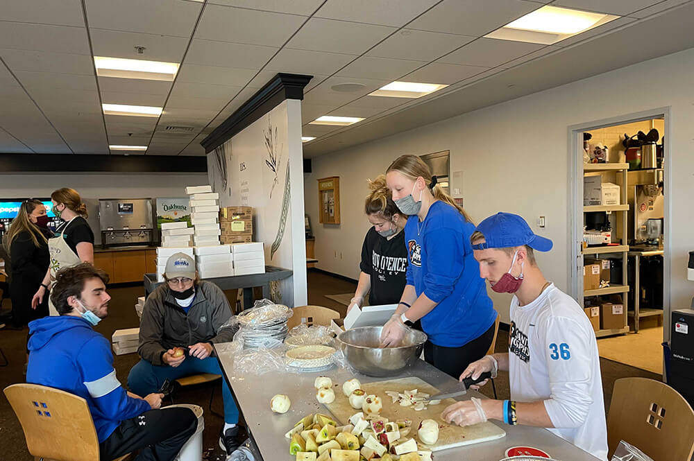 Leadership for Sustainable Development 4 Students making pies to donate for food baskets for Thanksgiving
