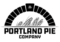 Logo of Portland Pie Company featuring the name of the company in bold text beneath a semi-circular arch design with wheat illustrations, evoking a sense of corporate partnership. Saint Joseph's College of Maine