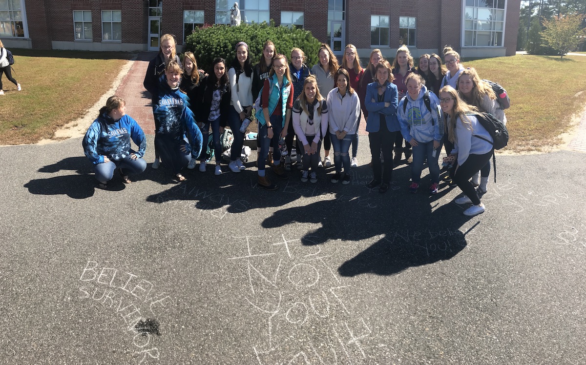 Saint Joseph's College students who walked out of class to raise awareness about sexual violence