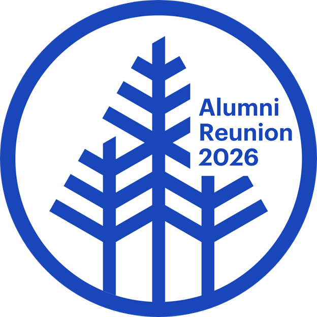 A blue circular logo featuring three stylized trees and the word Alumni, along with the text Alumni Reunion 2026, set on a white background. Saint Joseph's College of Maine