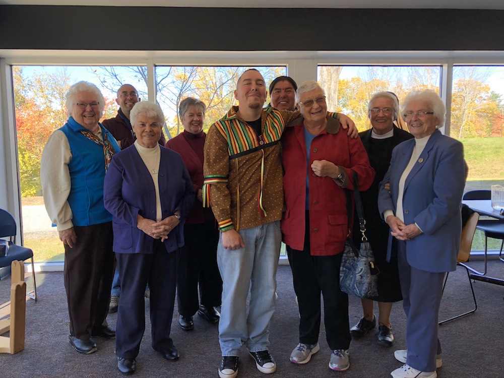 Wabanaki Drum Group Members Perform, Reminisce With Sisters, And Visit Freight Farm 1 Wabanaki drummers enjoy reconnecting with Sisters of Mercy at Saint Joseph's College of Maine