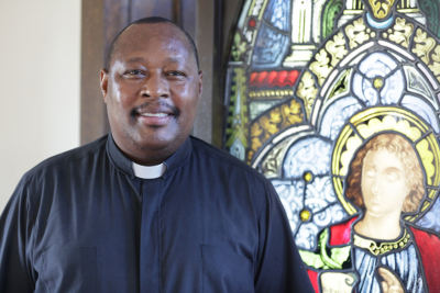 Saint Joseph’s College Of Maine Welcomes New Chaplain 1 Photo of Father Gabriel in Xavier Hall