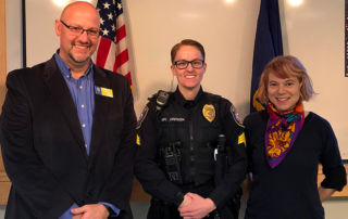 2014 Criminal justice major Jacqueline Lorenzen with Professors Dale Brooker and Katrina Hoop