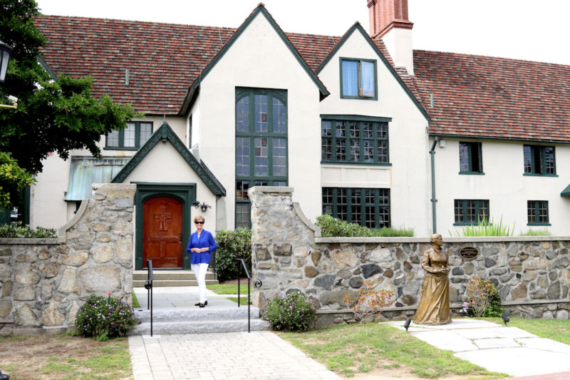 Moon Landing, Flower Power, And Women’s Rights 3 Margaret stands in front of Xavier Hall.