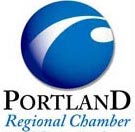 Pcclogo A logo featuring a blue circular design with a white wave-like shape, above the text "Portland Regional Chamber," perfect for promoting conferences and events. Saint Joseph's College of Maine