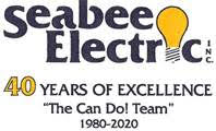 Sjc Corporate Partners 11 Logo of Seabee Electric Inc. with a lit bulb icon. Text reads "40 Years of Excellence, 'The Can Do! Team,' 1980-2020. Proud partners in corporate innovation. Saint Joseph's College of Maine
