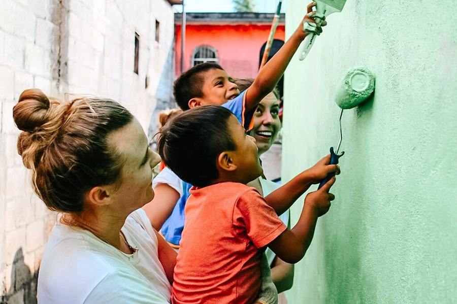 Servicetrip Saint Joseph's College of Maine student on a service trip in Guatemala.