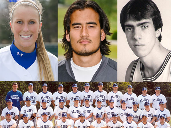Honoring Past Athletes And Swinging Golf Clubs To Support Monks Athletics 2 Photos of Tom Ollmann, Alyssa Dunn, Will Pike, and 2006 baseball team: 2019 Hall of Fame inductees