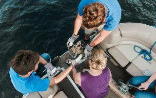 Science students perform research on Sebago Lake