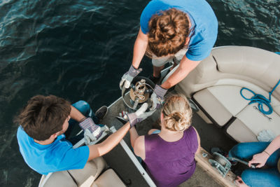 Gfstm Noyce Scholarship 1 Science students perform research on Sebago Lake