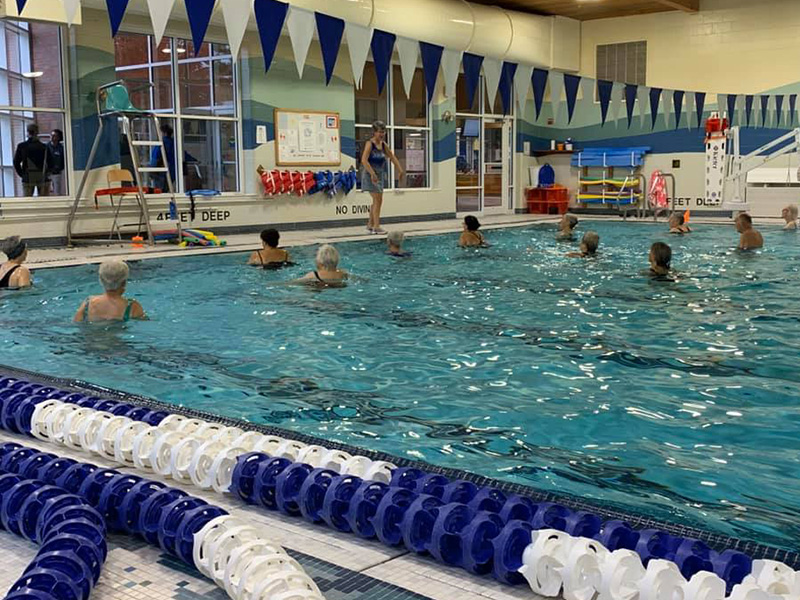 Seniors-In-Pool seniors swimming in the Alfond Center pool